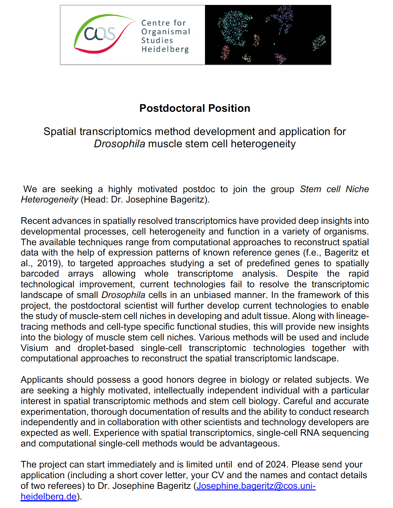 Open Postdoctoral Position! - Stem Cell Niche Heterogeneity